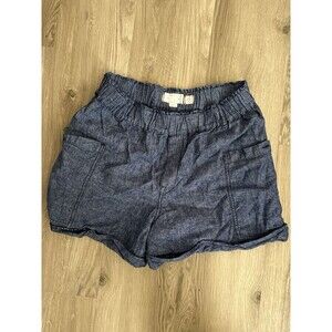 Hei Hei Linen Shorts Womens Size Medium Blue Linen Button Accent Pockets